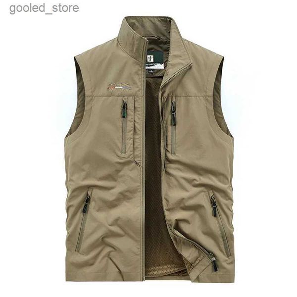 Chalecos para hombres Chaleco de trabajo Hombres Verano Táctico Militar Motociclista Multibolsillo Chaqueta sin mangas Ropa de pesca Abrigo de caza Abrigos de hombre Q231129