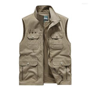 Gilets pour hommes gilet de travail hommes multi-poches tactique militaire taille manteau motocycliste été sans manches veste sécurité chasse HOMME Zip