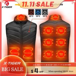 Gilets pour hommes X-Tiger 9/2 Places Veste chauffante Hommes Femmes USB Électrique Thermique Chaud Chasse Manteau Hiver Camping En Plein Air Randonnée Gilet Chauffant 231117