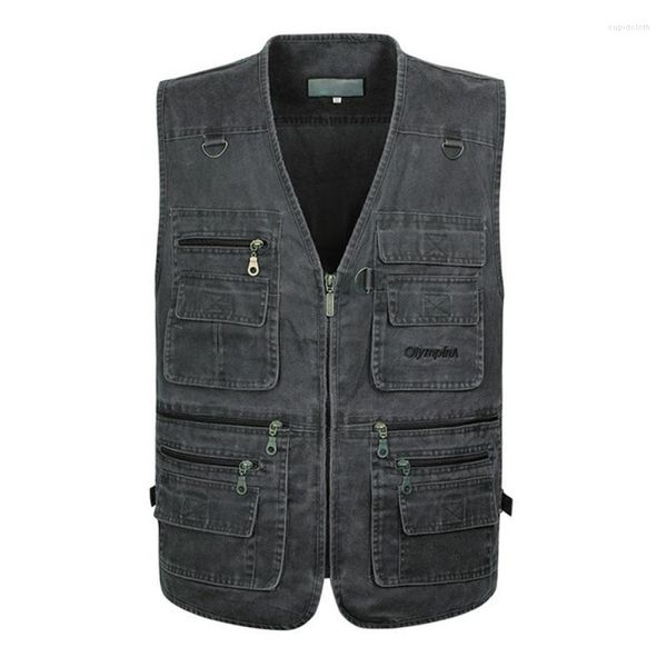 Gilets pour hommes Xl mâle décontracté été grande taille coton gilet sans manches avec de nombreuses poches hommes Multi poche Pograph gilet vente