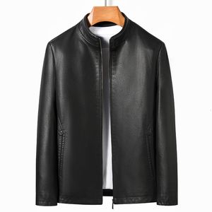 Men's Vests YN 2263 Autumn And Spring Stand Collar Jacket Natural Leather Thin Section Plus Velvet Fashion Motorcycle Youth 230726