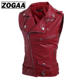 Hommes gilets ZOGAA mode 2023 été sans manches en cuir Pu moto gilet hommes bonne qualité gilet Slim Fit taille 2xl