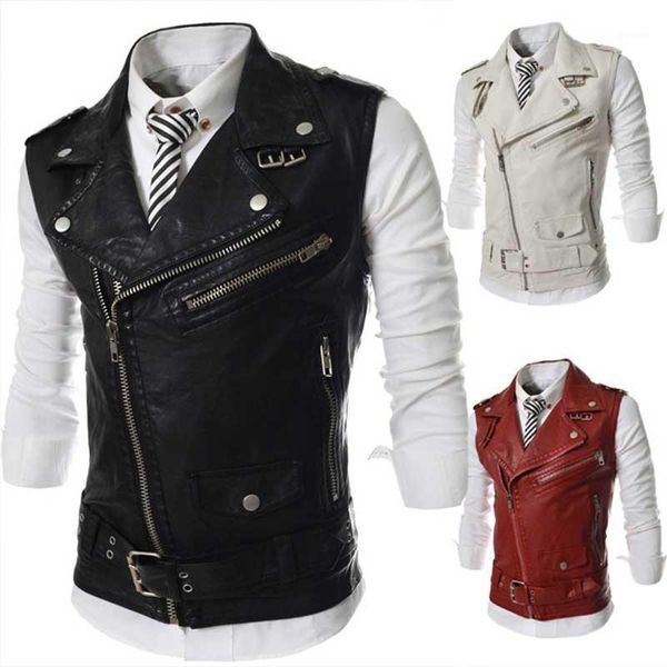 Gilets pour hommes ZOGGA mode gilet en cuir vestes homme sans manches moto débardeurs printemps automne fermeture éclair décoration vêtements d'extérieur manteaux