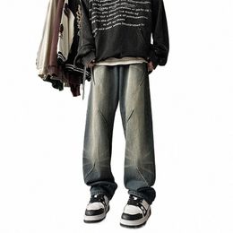 Jeans Vintage Chic pour hommes Fi Wed Streetwear Casual Pantalon en denim à jambes larges Distred Loose Male Hip Hop Pantalon g0Gd #