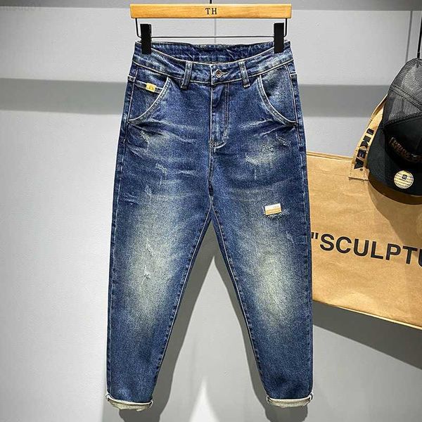 Jeans skinny vintage pour hommes pour hommes Wash Bleach Wear Tear Ripped Fashion Street Casual Elasticity Cotton Male Denim Pants 230316 L230726