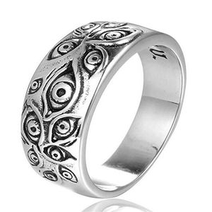 Bague vintage en acier inoxydable gravé oeil de Dieu pour hommes, ton argent, 319g