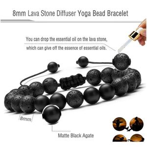 Heren vulkanische lava stenen kraal armband verstelbare natuursteen kralen matte onyx turkoois gevlochten armband bangles sqcgvc queen66