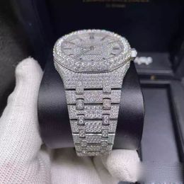 VVS Men's Limited Sale Moissanite Automatique Sier Diamond Pass Test Top Quality Mouvement ETA Mouvement 904L Crystal de glace en acier inoxydable SAPPHIRE CHEAUR