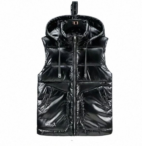 Gilet pour hommes automne hiver brillant manteau de visage vers le bas gilet thermique gilet tendance à porter un clip élégant et beau 5XL J1mj #