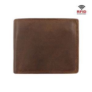 Portefeuille homme classique Vintage en cuir véritable portefeuille cuir de vachette Anti-vol sac à main homme affaires porte-carte sac portefeuille homme