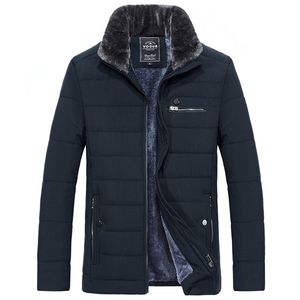 Hommes Veste Chaude Hiver Parka Col De Fourrure Coupe-Vent Coton Rembourré Anorak Épais Noir Manteau Mâle Casual Automne Polaire Veste Hommes 210819