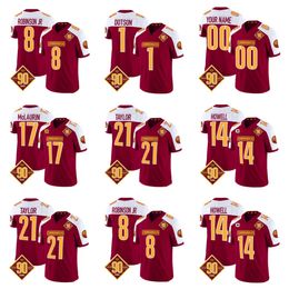 Joueur actif personnalisé "Commanders" de Washington pour hommes Sean Taylor Jahan Dotson Bourgogne/Blanc 2023 F.U.S.E.Maillot cousu de football Vapor Limited du 90e anniversaire