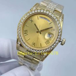 Heren Watch 36mm 18CT 3255 Beweging Automatische dames 128238 Gouden armband heren saffier waterdichte diamant diamanten horloge Romeinse wijzerplaat