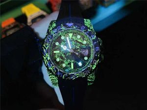 Herenhorloge 40mm GMT ZY 2836 Automatische mechanische bewegingen Sapphire Crystal Mirror Emerald Lichtgevende koolstofvezel Materiaal Orologio Di L Mannen Horloges