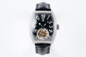 Herenhorloge Automatische Hollow Mechanical Movement Watch geïmporteerd kalfslin Watch Band Diamond Watch Sapphire Glass