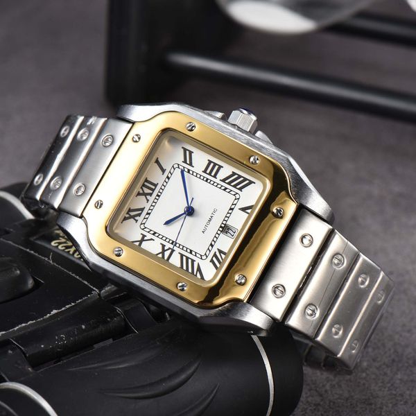 Montre pour hommes mode d'affaires 40mm élégant carré cadran bleu en acier inoxydable bracelet en métal Montre décontractée horloge de Sport Montre De Luxe CAR-2