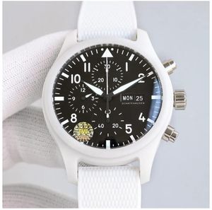 Heren Watch Cermica RW Pilot V2 Versie 44mm TW Factory 7750 Mechanische beweging Wekelijkse kalendertijd Tijd lopende keramische kast AR Fingerprint Sapphire Mirror Watches