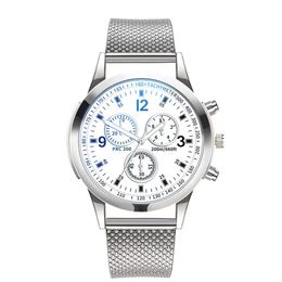 Reloj para hombre, colorido, luz azul, cristal, tres ojos, banda de acero, reloj de cuarzo, reloj de lujo, ocio para hombre, Relaxo Masculino Montre de Luxe