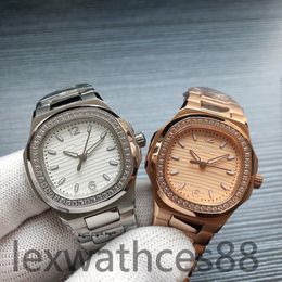 Diseñador de relojes para hombres Pateks Pateks de alta calidad Lente de vidrio de vidrio Boutique de acero Diamond Rose Gold Gift Gift Watch Diamond Luxury Watch