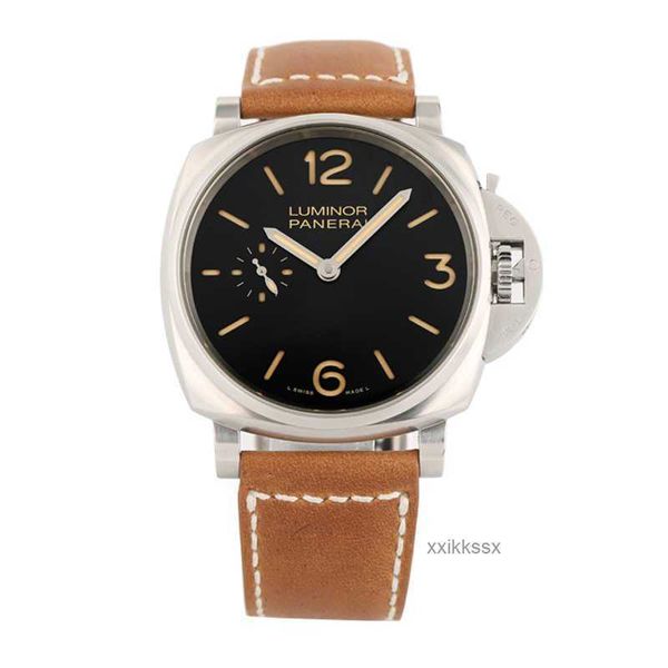 Reloj de hombres Menores Pemperament de Panerrais Mirador de zafiro Mirror Swiss Automatic Movement Store de 44 mm de piel de vaca con hebilla de aguja original LXT2