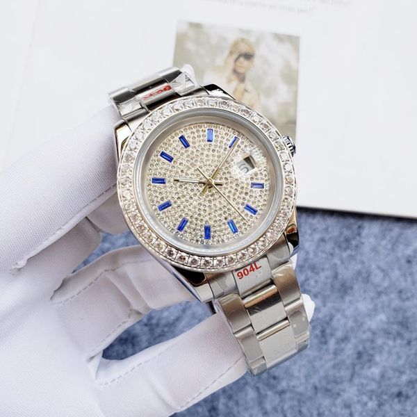 Montre pour hommes montre pour hommes automatique 40mm diamant montre 904 en acier inoxydable diamant patron saphir lueur montre