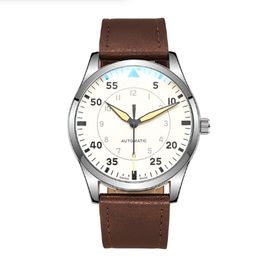 Reloj para hombre, diseño multifuncional, movimiento mecánico completamente automático, top pilots, correa de cuero, tamaño 45mm 13mm