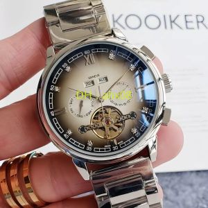 Herenhorloge (PP) Volautomatisch mechanisch horloge met groot vliegwielontwerp, sport en vrije tijd, saffierspiegel, roestvrijstalen band, waterdicht, maat 42 mm