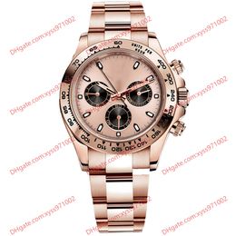 Herenhorloge kwaliteit vervaardigd door Factory Asia 2813 Automatisch mechanisch horloge 116505 40 mm roze wijzerplaat Rose Gold Strap roestvrijstalen horloges no timer M116505-0009