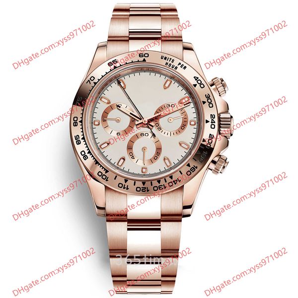 Qualité de montre masculine Fabriquée par Factory Asia 2813 Automatique mécanique Watch 116505 40 mm DIAL BLANC ROSE STRAPE STRAP INTÉRIEUX ACTEUR AUX TIMER M116505-0010