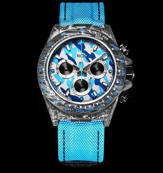 Montre pour homme TW Factory Cosmic Chronology Motif en fibre de carbone série 40x13,5 taille Super glow-in-the-dark texture 7750 mouvement montre design