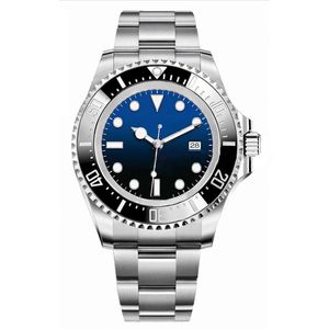 Reloj para hombres con un gran tamaño de 44 mm, la boca rotativa de cerámica bocas tridimensionales Noche de anillo Luz equipado con movimiento mecánico de nivel superior Dial azul