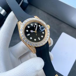 Herenhorloge met automatische mechanische beweging, comfortabele rubberen band, glanzende handgemaakte diamanten, 41 mm diameter, 2021 Fashion Star's eerste keuze