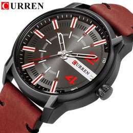 Herenhorloges Merk Curren Nieuwe Casual Business Military Quartz Polshorloge Lederen Band Clock Relogio Masculino Reloj Hombre Q0524