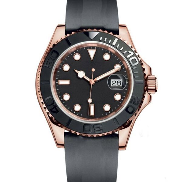 Montres pour hommes Master Montre-bracelet pour homme Mouvement automatique Montre-bracelet de sport mécanique Bague de montre en céramique Or rose Boîtier en acier inoxydable Bracelet en caoutchouc Buck pliant