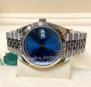 Relojes para hombre Miyota 8215, reloj automático para hombre, movimiento japonés Original, esfera romana azul, pulsera Jubilee, cristal de zafiro de 41mm