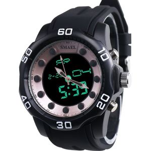 Relojes para hombres Marca SMAEL Aolly Reloj de tiempo con pantalla dual Moda Electrónica informal Relojes de pulsera para nadar Venta 1112255t