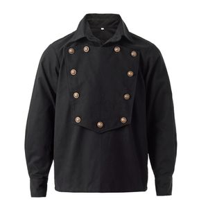 Heren Horlogemaker Bib Shirt Vintage Red Black Steampunk Victorian Old Westerns Cowboys Costume Cotton Airship Shirts