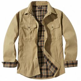 veste de chemises occidentales pour hommes Vestes de chemise doublée de flanelle lg à manches rouges plaid cott en daim brossé veste 08gh # #