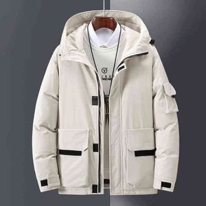 Hommes blanc canard doudoune chaud à capuche épais bouffant veste manteau mâle décontracté haute qualité pardessus thermique 2021 hiver G1108