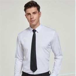 Chemise blanche pour hommes à manches longues Noniron Business travail professionnel col vêtements costume décontracté bouton hauts grande taille S5XL 240104