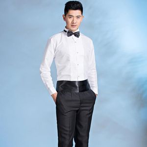 Camisa de esmoquin con cuello de ala blanca para hombre, camisas de novio de boda con puño francés, fiesta de negocios, graduación, cantante, músico, disfraces de escenario