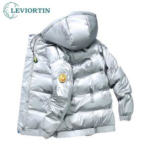 Heren witte winter jas jassen hiphop brief print hooded warme 90% witte eendend dikke warme jassen voor mannelijke 2111104