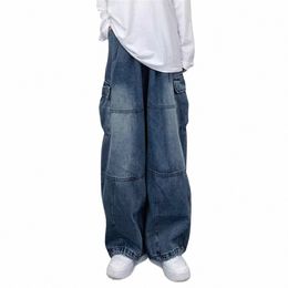 Jeans larges pour hommes avec poches droites et larges, Baggy, Streetwear, pantalon de jogging en Denim, Y2K, Vintage, Hip Hop, l5us #