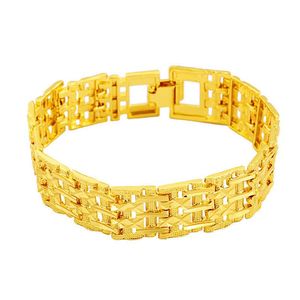 montre large pour hommes boucle 24k plaque d'or lien chaîne bracelets JSGB134 mode cadeau de mariage hommes plaqué or jaune bracelet251j