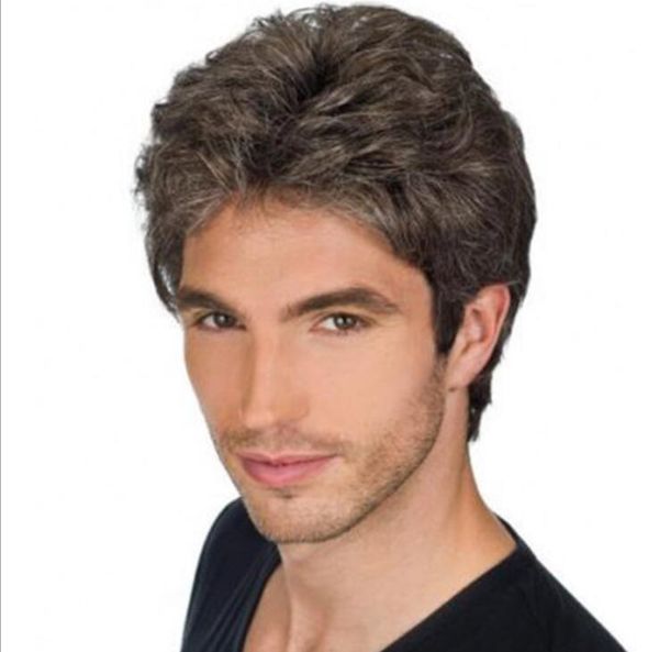 Peluca para hombre, pelo liso, estilo corto, color natural corto, peluca para hombre, pelo recto para como muestra el color.