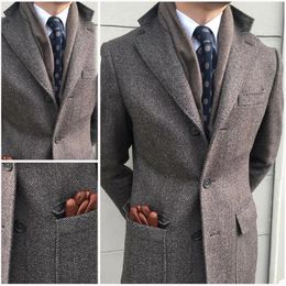 Men de vent masculin Classic Herringbone Tweed Wool mélange costume veste veste hiver chaude manteau extérieur manteau sportif erkek mont 231221