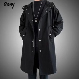 Windjack voor heren Lange geul Oversized losse streetwear Capuchon Vintage zwarte jassen High Street Casual mannelijke bovenkleding 231226