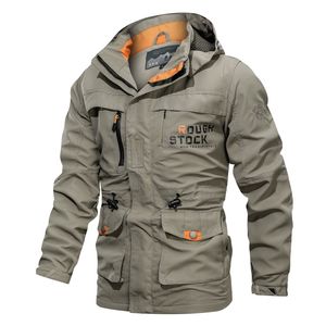 Hommes hiver Bomber veste automne décontracté respirant armée tactique vestes extérieur à capuche multi-poches imperméable manteaux