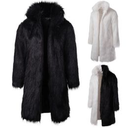 Abbigliamento invernale da uomo Cappotto di pelliccia finta Vendita rapida Cappotto di pelliccia lungo da uomo casual in bianco e nero di personalità della moda 240110