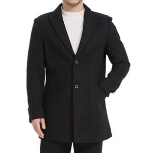 manteau d'hiver pour hommes coupe-vent mélange de laine décontracté simple boutonnage longueur moyenne haut à pois nord